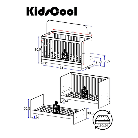 Cuna New 3 Funciones Celeste - PRODUCTO ARMADO CON DETALLE