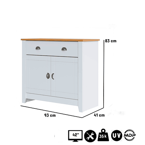 Buffet 1 Cajón 2 Puertas Ludlow Blanco Miel - PRODUCTO ARMADO CON DETALLE