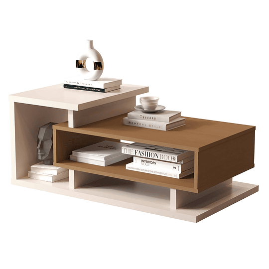 Mesa de centro boho bicolor perla - PRODUCTO ARMADO CON DETALLE