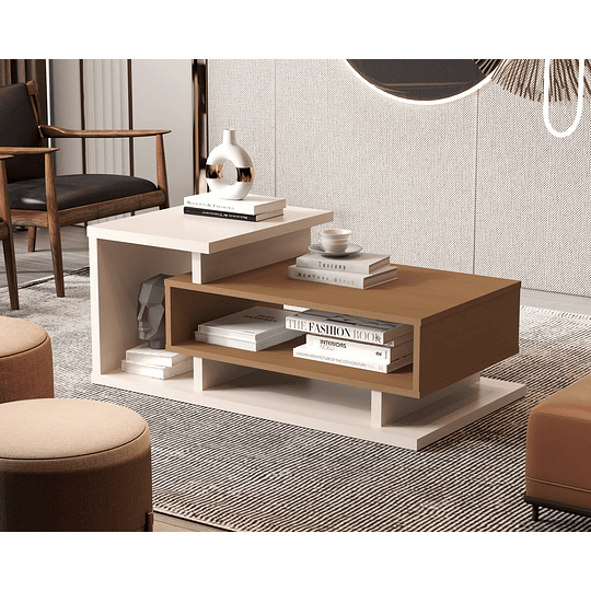 Mesa de centro boho bicolor perla - PRODUCTO ARMADO CON DETALLE