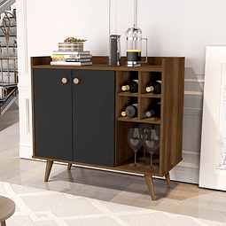 Arrimo Bar 2 Puertas Be Canela Negro - PRODUCTO ARMADO CON DETALLE 