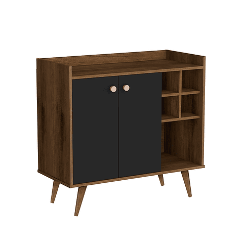 Arrimo Bar 2 Puertas Be Canela Negro - PRODUCTO ARMADO CON DETALLE 