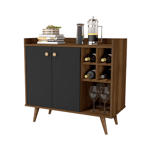 Arrimo Bar 2 Puertas Be Canela Negro - PRODUCTO ARMADO CON DETALLE 