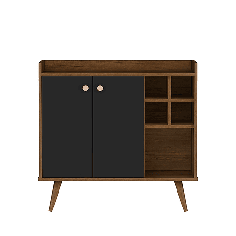 Arrimo Bar 2 Puertas Be Canela Negro - PRODUCTO ARMADO CON DETALLE 