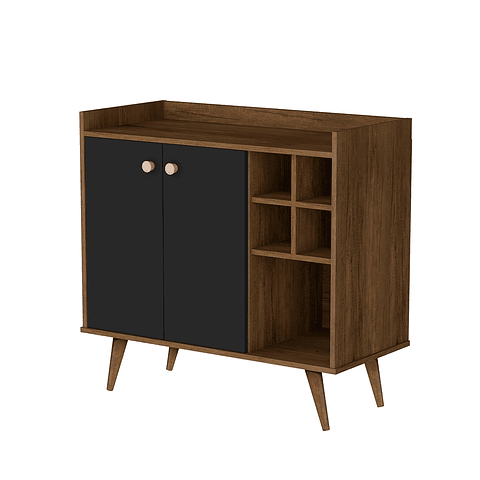 Arrimo Bar 2 Puertas Be Canela Negro - PRODUCTO ARMADO CON DETALLE 