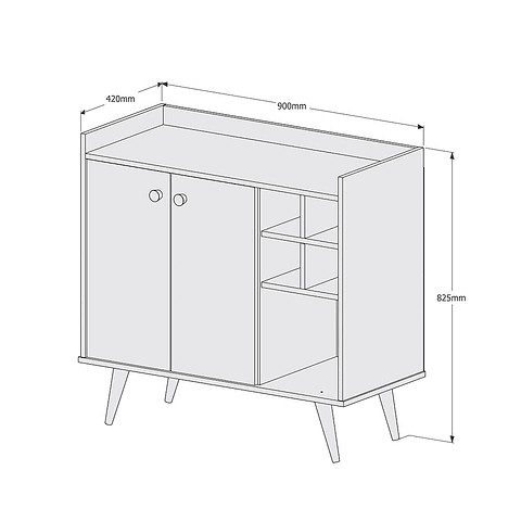 Arrimo Bar 2 Puertas Be Canela Negro - PRODUCTO ARMADO CON DETALLE 