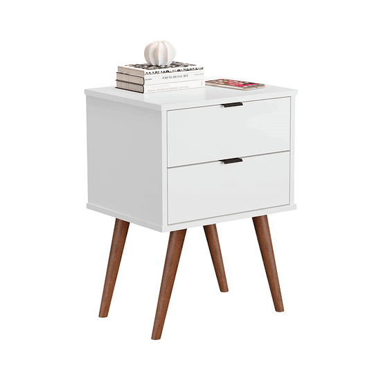 Velador Blanco Luxor 2 Cajones - 