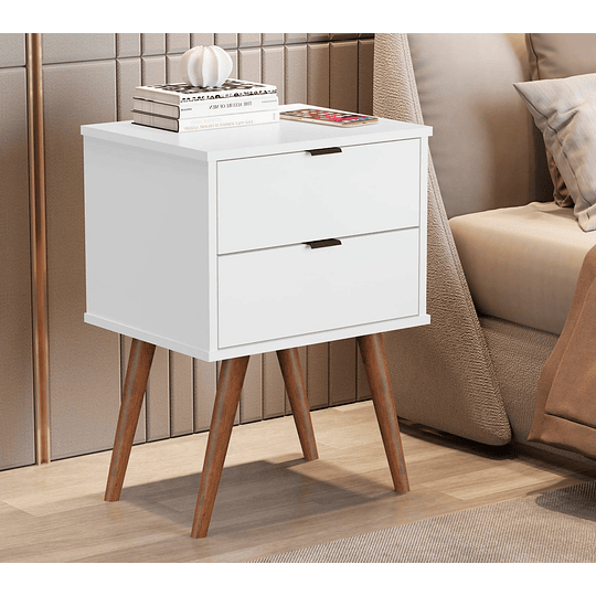 Velador Blanco Luxor 2 Cajones - 