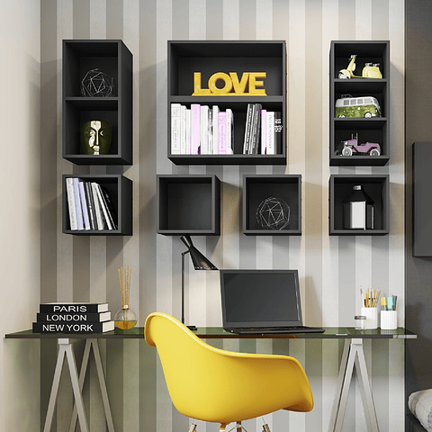 Repisa 3 Espacios Grafito 1007 Mov - "PRODUCTO CON DETALLE"