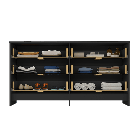 Comoda Duplex 6 Cajones Negro - 