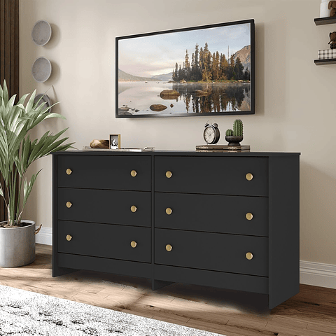 Comoda Duplex 6 Cajones Negro - "PRODUCTO CON DETALLE"