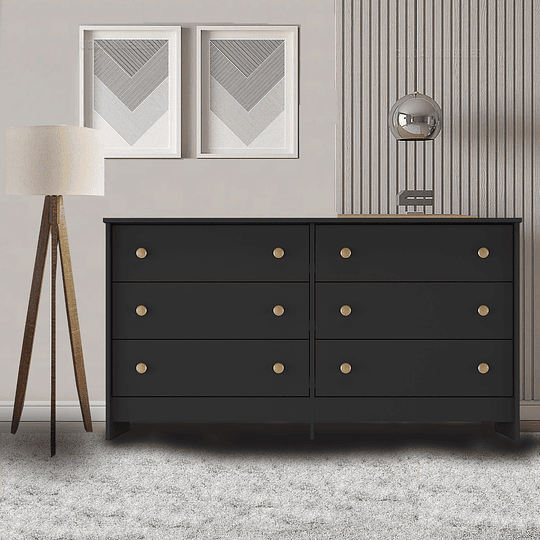 Comoda Duplex 6 Cajones Negro - 