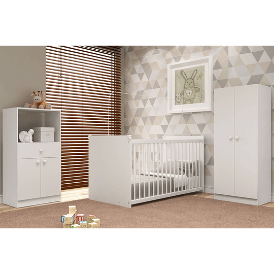 Cuna + Comoda + Closet Blanco Top Baby - Producto con Detalle