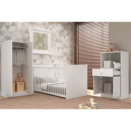 Cuna + Comoda + Closet Blanco Top Baby - Producto con Detalle