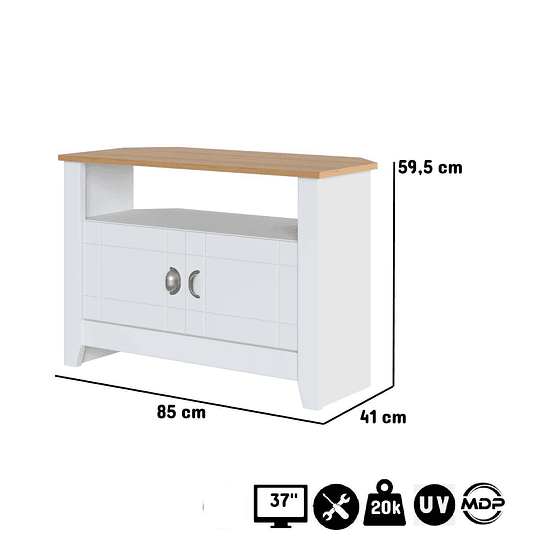 Rack Tv Ludlow Blanco Miel - Producto con Detalle