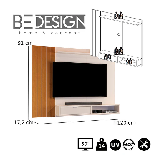 Panel Tv 5001 Perla Caramelo - Producto Armado con Detalle