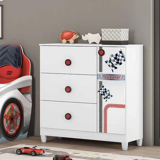 Cómoda Infantil Con Puerta Fast Car Blanco 