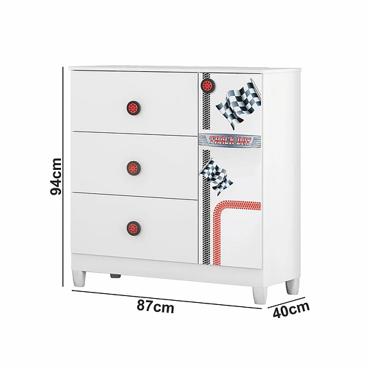 Cómoda Infantil Con Puerta Fast Car Blanco 