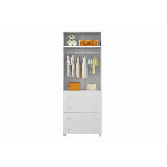 Ropero 2 Puertas y 4 Cajones Blanco