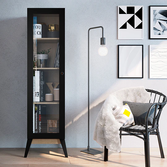 Vitrina 1 Puerta Amber Café/Negro  