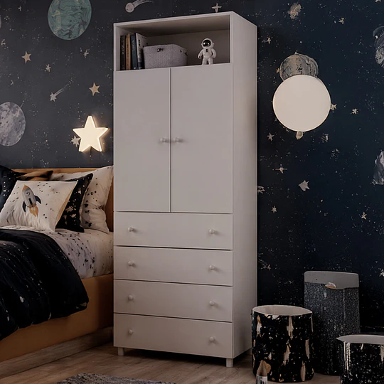 Ropero 2 Puertas y 4 Cajones Blanco