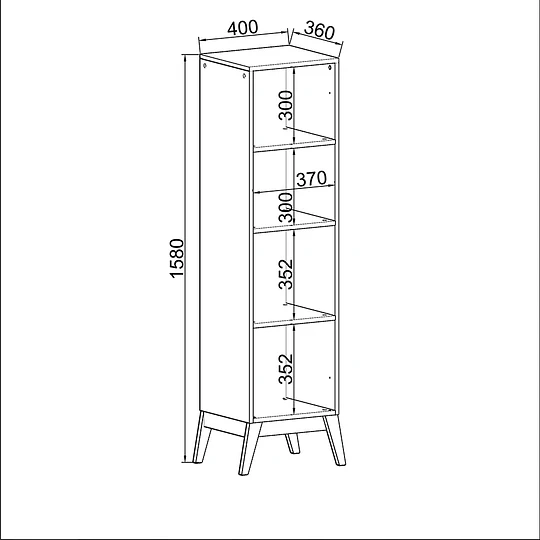 Vitrina 1 Puerta Amber Café/Negro  