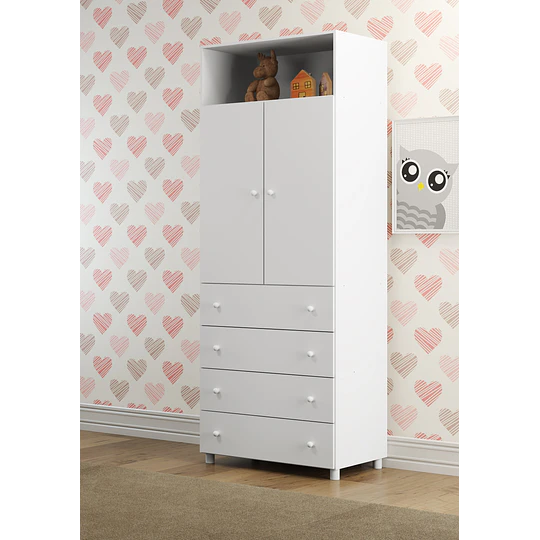 Ropero 2 Puertas y 4 Cajones Blanco