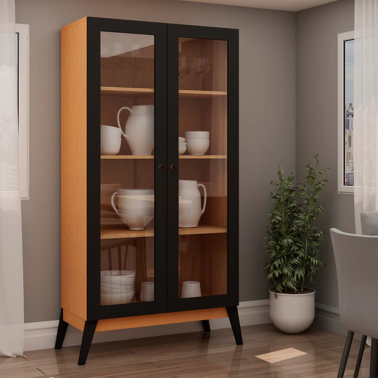 Vitrina 2 Puertas Jamaica Caramelo Negro