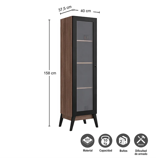Vitrina 1 Puerta Amber Café/Negro  
