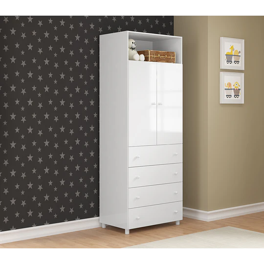 Ropero 2 Puertas y 4 Cajones Blanco