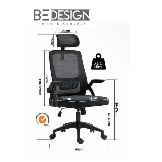 Silla Ergonomica Negra 24 Hrs - 
