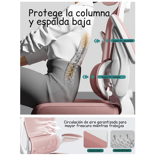 Silla De Escritorio Ergonómica Rosado Be Design - 
