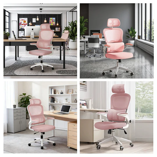 Silla De Escritorio Ergonómica Rosado Be Design - 
