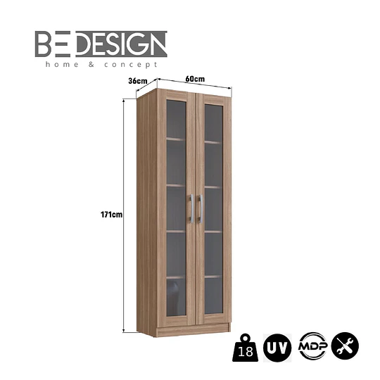Vitrina 2 Puertas Vidrio Castaño - 