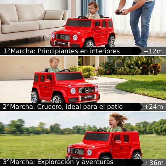 Auto a Batería Jeep G63 Con Licencia Mercedes 12V Rojo - 