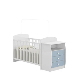 Cuna con Cómoda Mudador Bambini Celeste - "Producto Armado con Detalle"