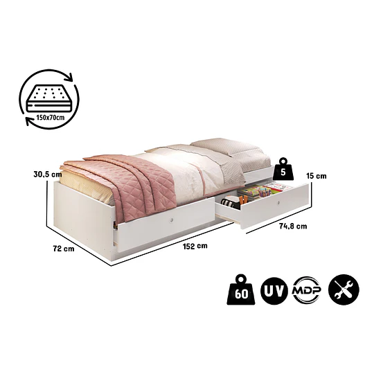 Cama infantil cariño blanca - 