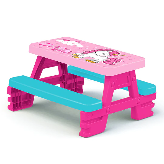 Mesa Infantil Picnic Unicornio 4 Niños - 