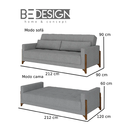Sofa Cama Grecia Gris - PRODUCTO ARMADO EN TIENDA
