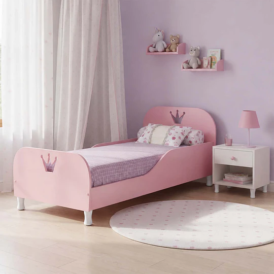 Mini Cama de Transición Infantil Princesa Kidscool MDF Rosada   - 
