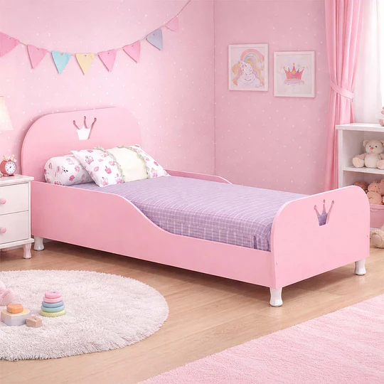 Mini Cama de Transición Infantil Princesa Kidscool MDF Rosada   - 