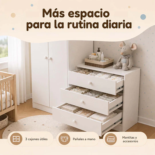 Closet Armario Infantil con Cómoda Kidscool Pimpolho Blanco - 