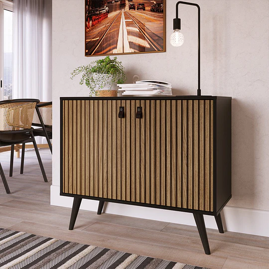 Buffet Amber 2 Puertas Negro/Brise - 