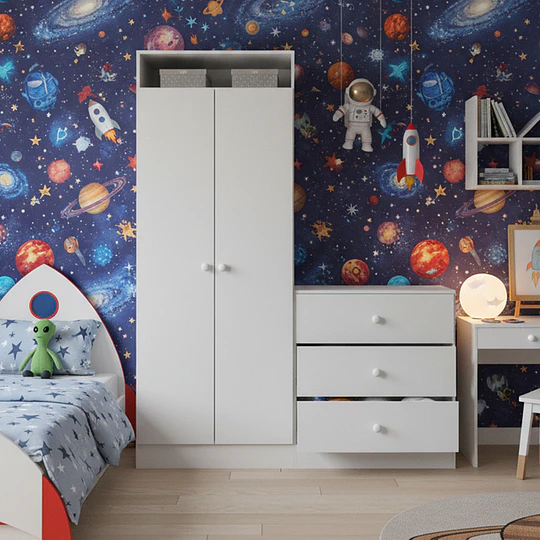Closet Armario Infantil con Cómoda Kidscool Pimpolho Blanco - 