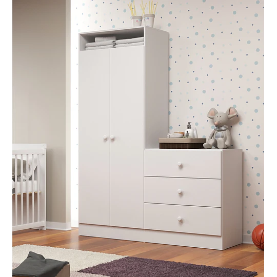 Closet Armario Infantil con Cómoda Kidscool Pimpolho Blanco - 