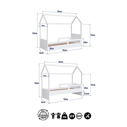 Cama Infantil Montessori Ema Blanco - 
