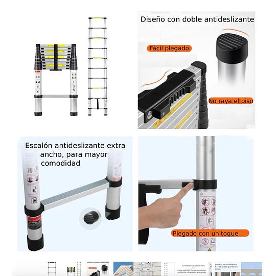 Escalera Telescópica 2.6 mt Aluminio Be Design 120 kg