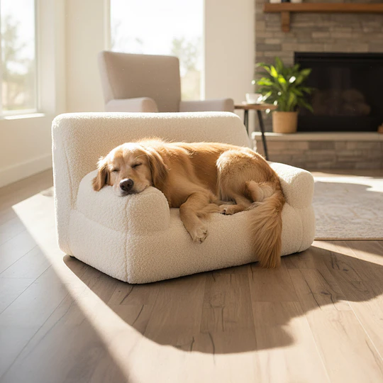 Cama Sofá Antiestrés Perro Gato M Beige Lavable PetsCool 