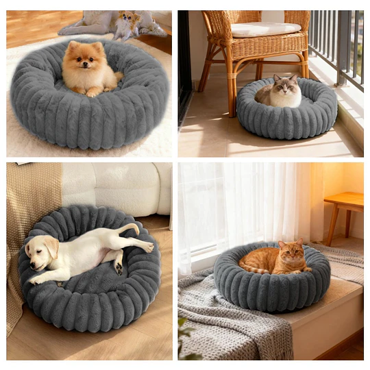  Cama Nido Donut Mascotas S PetsCool Gris 50 cm Antiansiedad Perro Gato