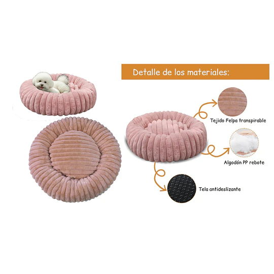 Cama Nido Donut Mascotas S PetsCool Rosa 50 cm Antiansiedad Perro Gato
